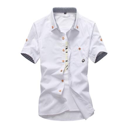 Mushroom Embroidery Mens Short Sleeve Casual Shirts Summer Cotton Shirts - E-Esther Clothing Store