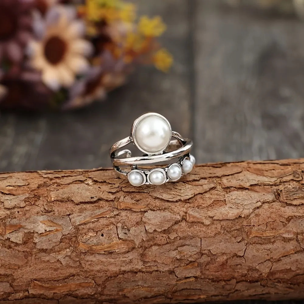 Alloy Three-Layered Open Ring - E-Esther Clothing Store