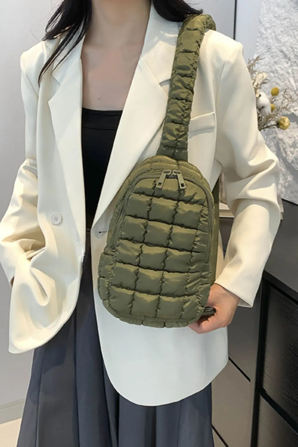 Quilted Nylon Crossbody Bag - E-Esther Clothing Store
