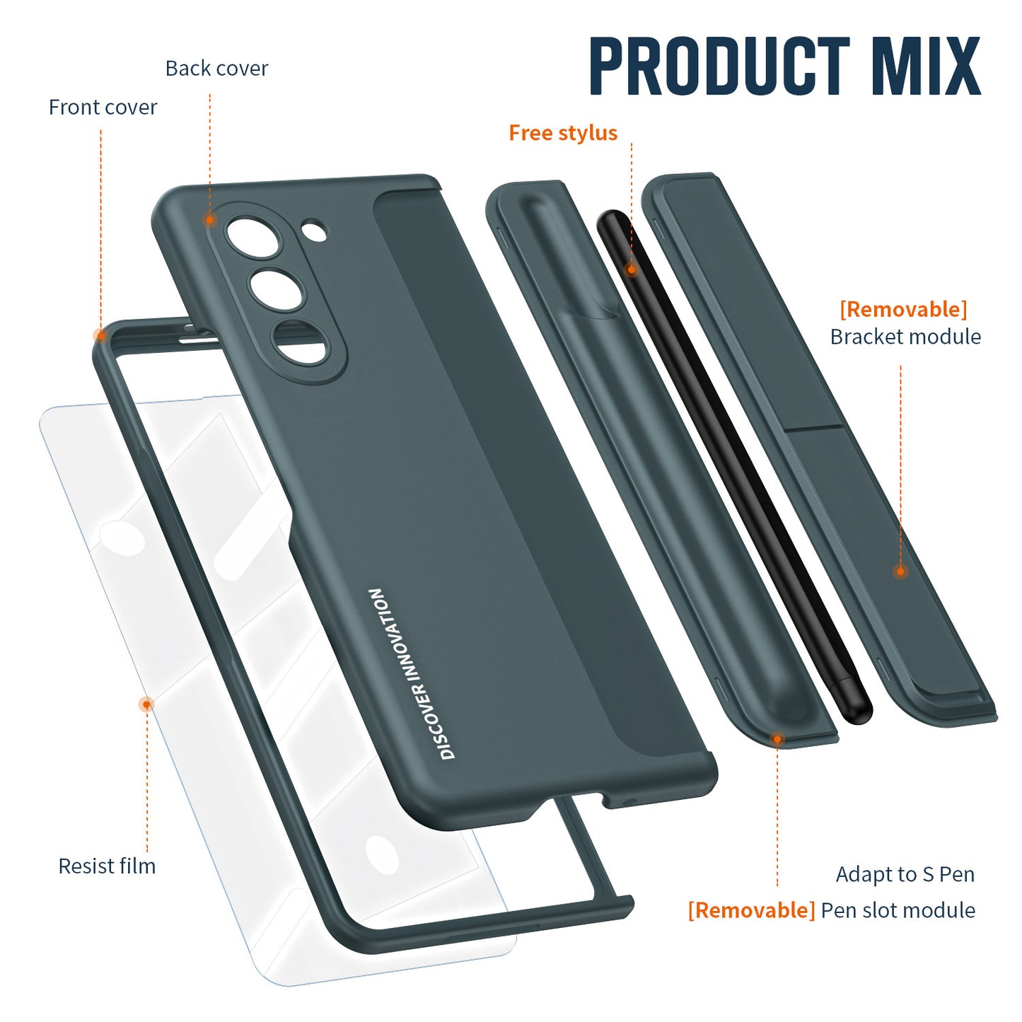 Samsung zfold 6 phone case FOLD5 folding screen pen slot bracket 2-in-1 all inclusive anti fall protective case is suitable - E-Esther Clothing Store