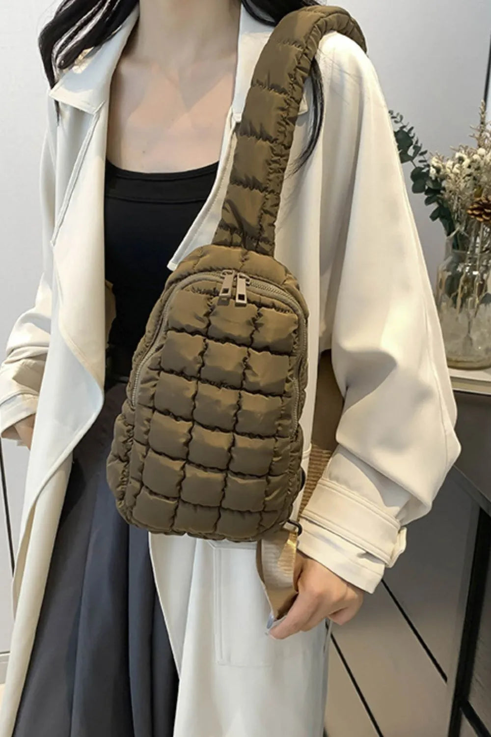 Quilted Nylon Crossbody Bag - E-Esther Clothing Store