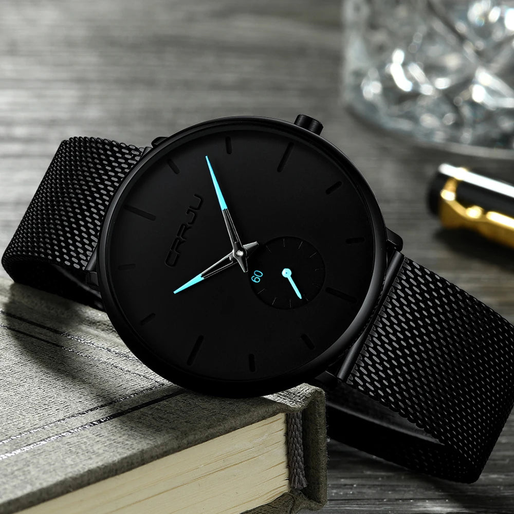 Fashion Mens Watches Top Brand Luxury Quartz Watch Men Casual Slim Mesh Steel - E-Esther Clothing Store