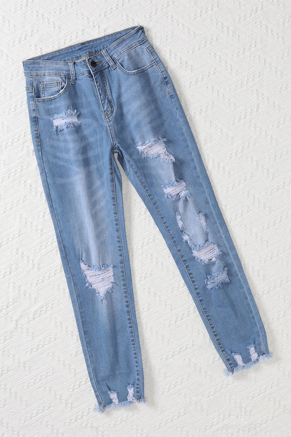 Black Distressed Boyfriend Denim Pants - E-Esther Clothing Store