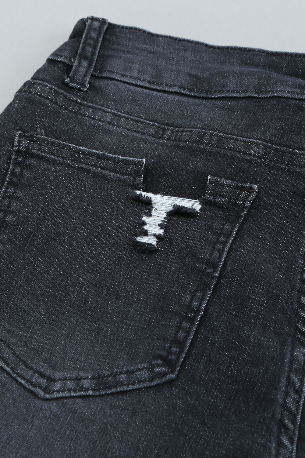 Black Distressed Boyfriend Denim Pants - E-Esther Clothing Store