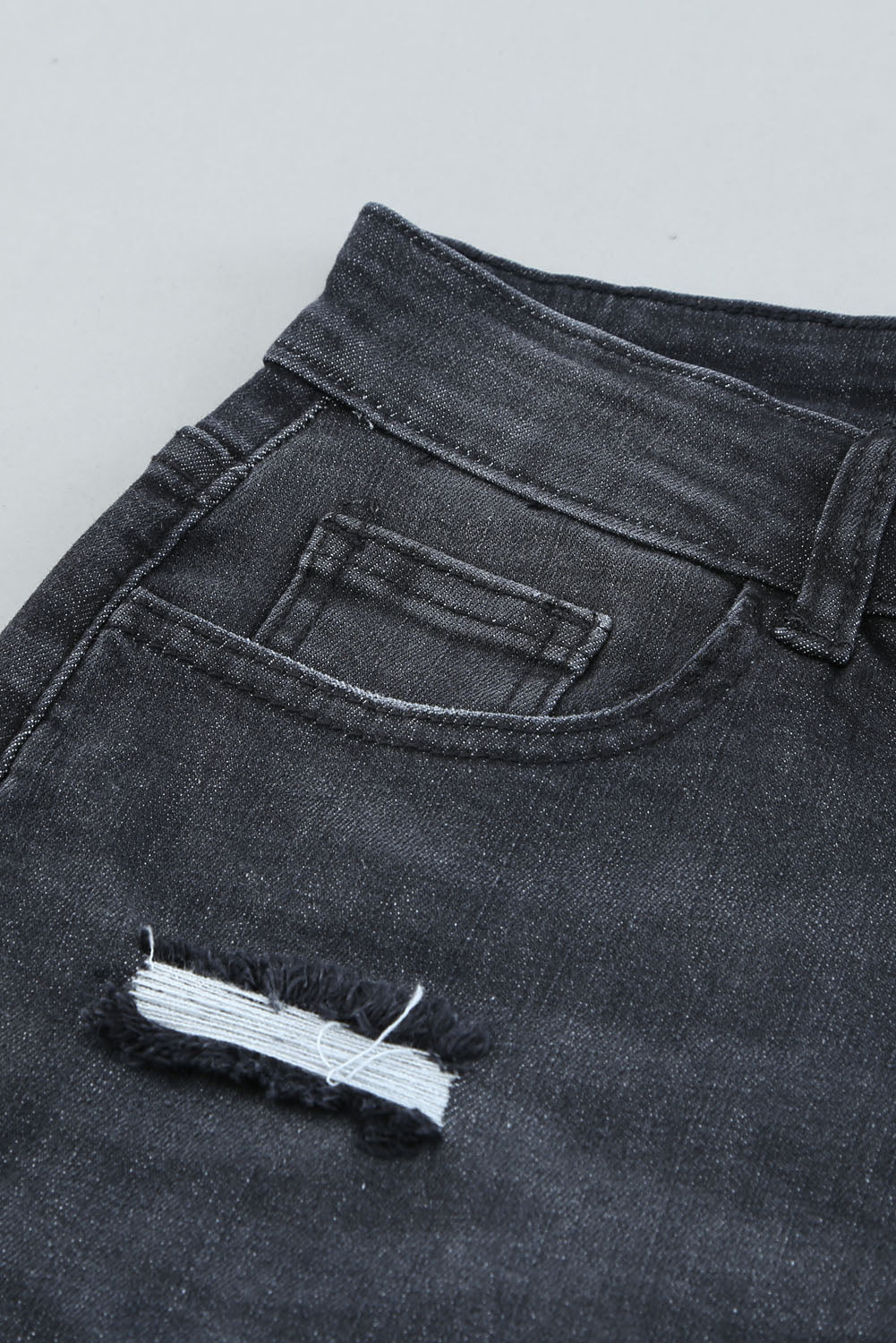 Black Distressed Boyfriend Denim Pants - E-Esther Clothing Store