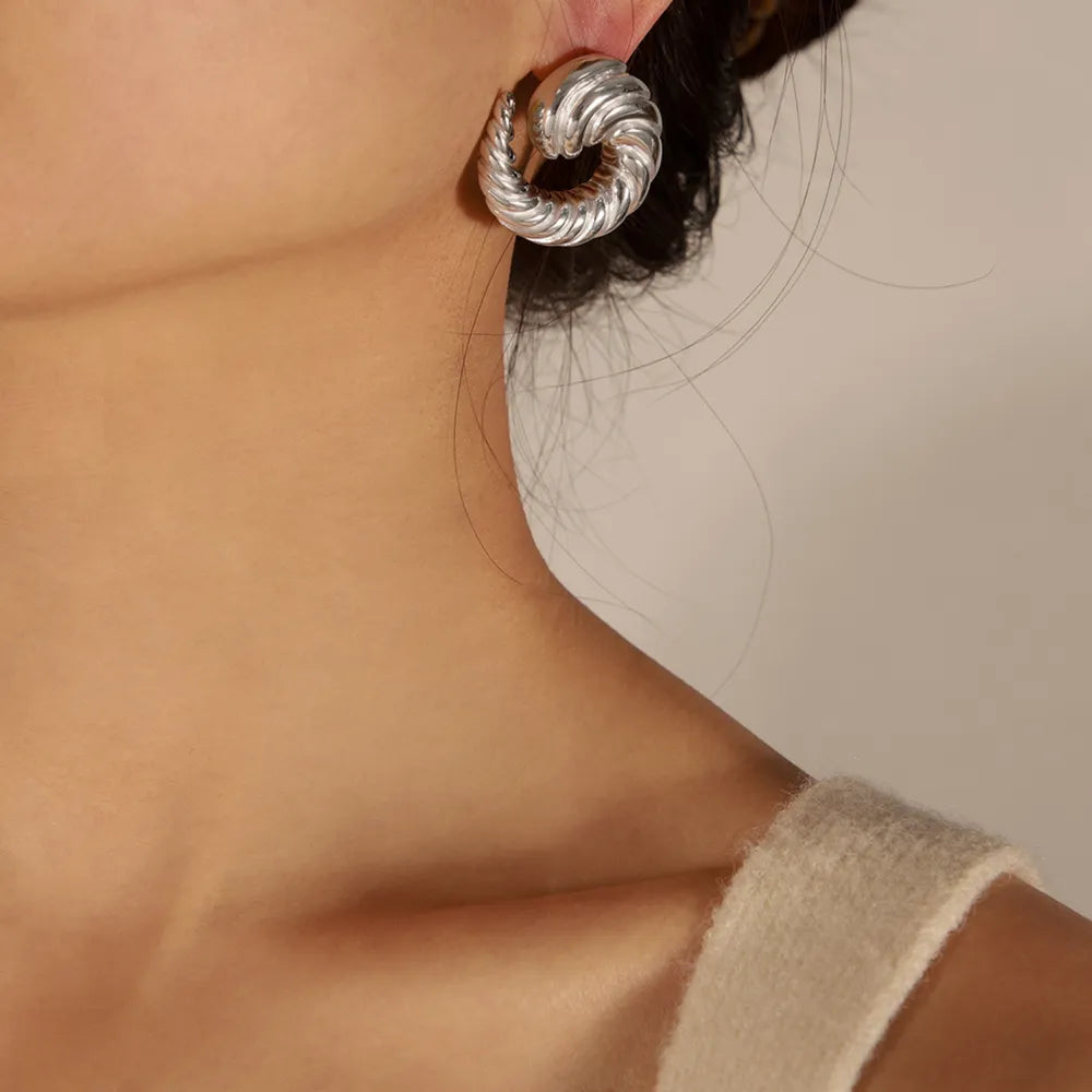 Titanium Steel Spiral Shape Stud Earrings - E-Esther Clothing Store