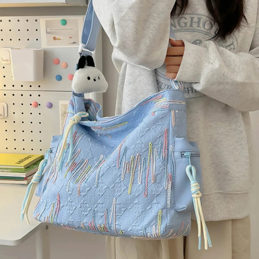 Contrast Texture Shoulder Bag - E-Esther Clothing Store