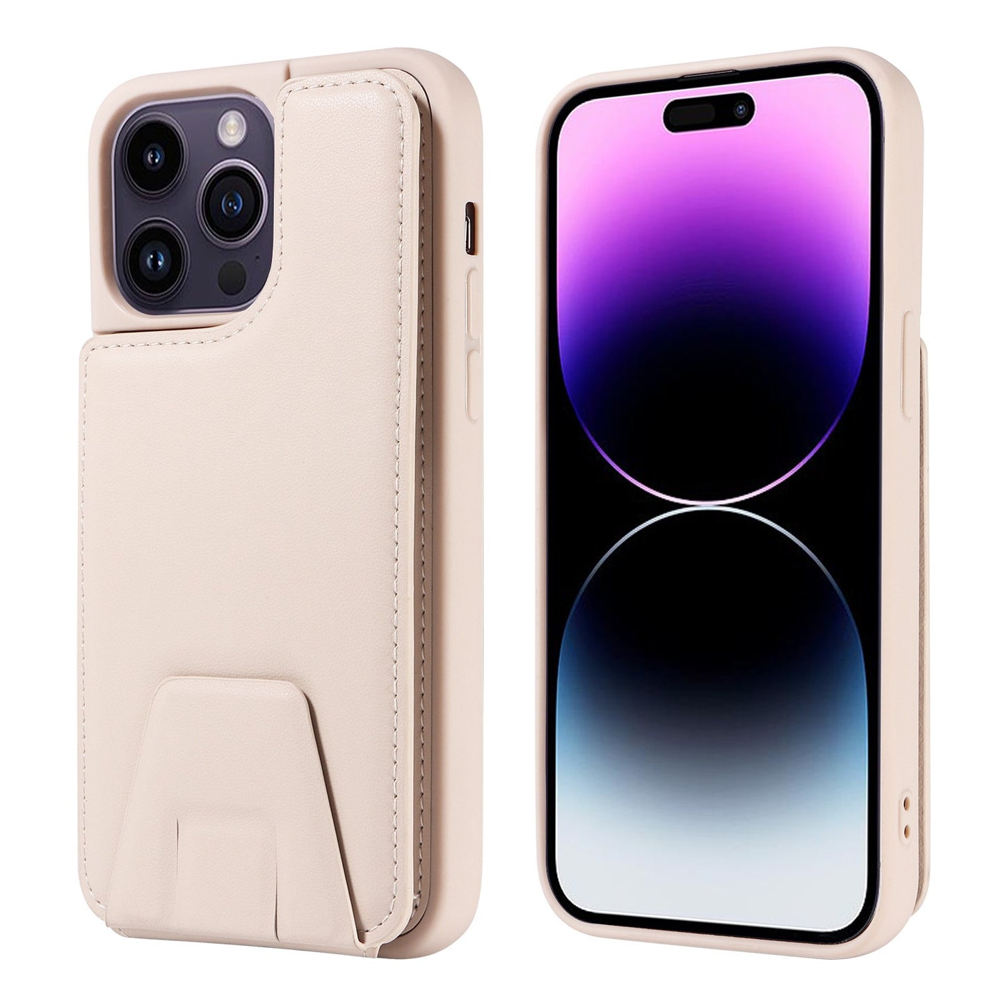 Suitable for Apple 15 phone case 13promax stand phone case adhesive leather anti drop 12 accordion card insertion phone case - E-Esther Clothing Store