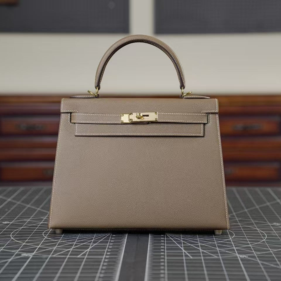 Fashionable cowhide high-end leather Kelly bag palm pattern crossbody handbag small handbag for women - E-Esther Clothing Store