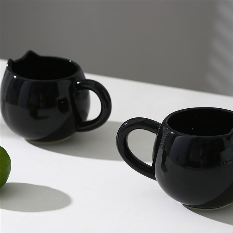 Adorable hand - painted cat - shaped ceramic mug, perfect for coffee or tea. - E-Esther Clothing Store