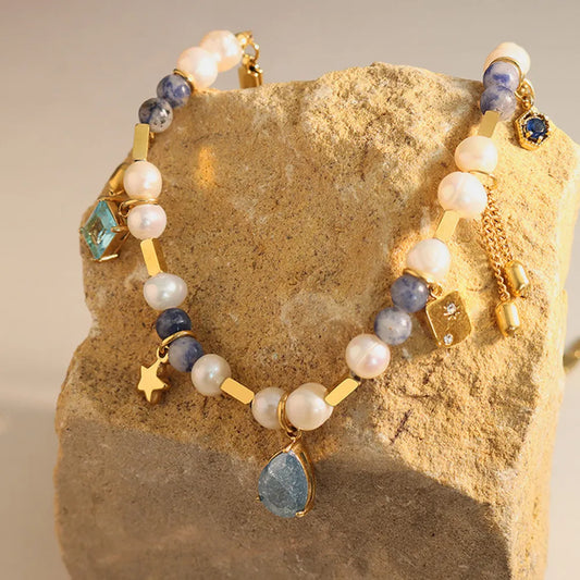 Natural stone freshwater pearl necklace necklace collarbone chain for girls - E-Esther Clothing Store