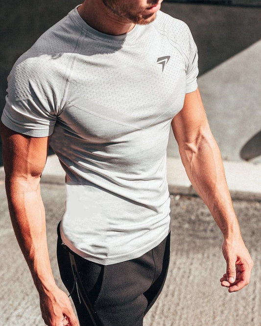 Fitness Brother Mens Running Sports Slim Fit Short Sleeve Quick Drying Clothes Milk Silk Quick Drying Training T shirt - E-Esther Clothing Store