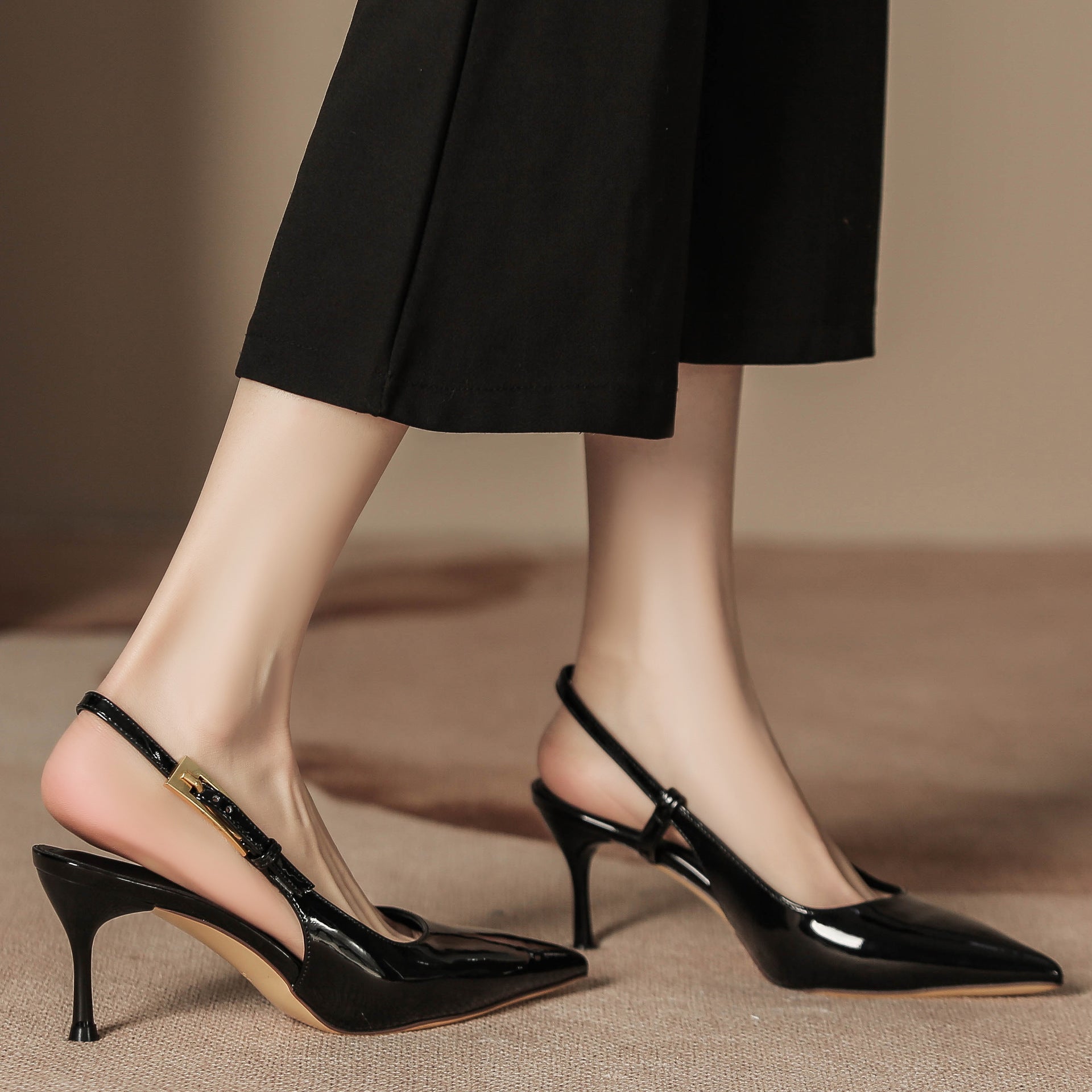 Women's High Heel Pointed Toe Stiletto Ankle Strap Pumps, Sexy Ladylike Red Patent Leather Open-Toe Shoes - E-Esther Clothing Store