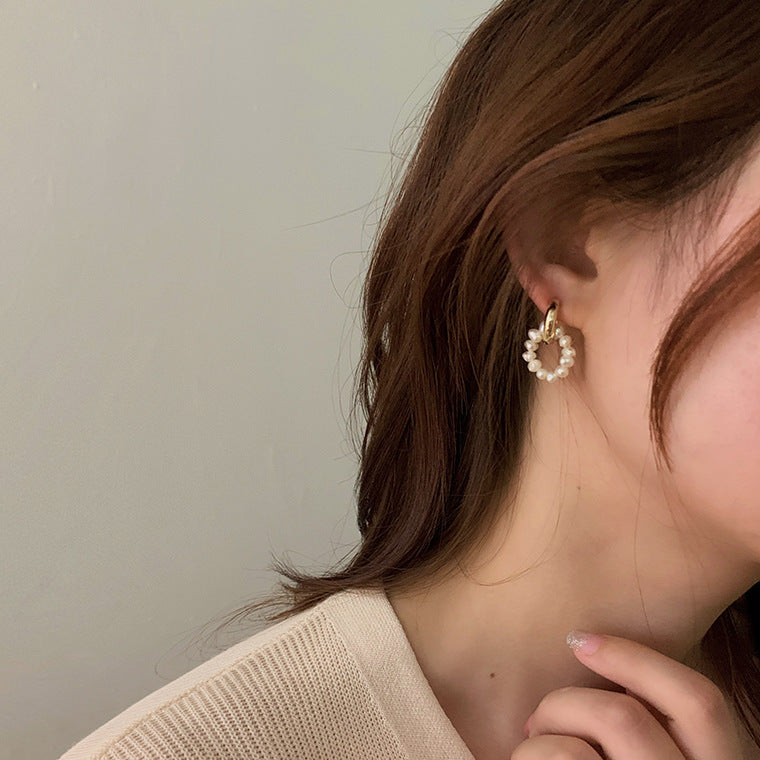 Natural Freshwater Pearl Earrings for Women Two Wear Detachable Simple French Buckle - E-Esther Clothing Store