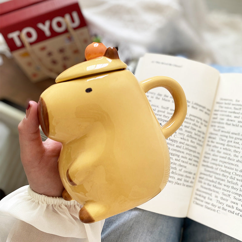 Fun 3D Capybara Mug Pair：3D capybara - designed mugs with handles & lids. A wonderful gift choice for girls. - E-Esther Clothing Store
