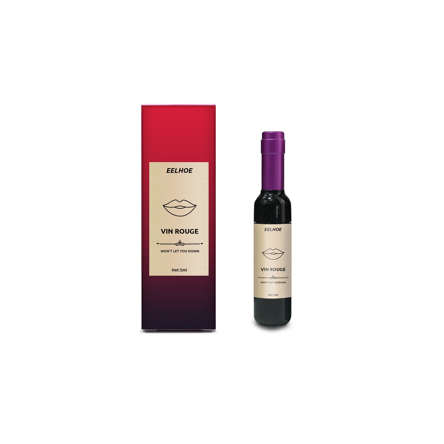 Vin Rouge Lip Tint, Non-Stick Cup Color Development Portable Waterproof Non-Fading Moisturizing Red Wine Bottle Lip Glaze - E-Esther Clothing Store