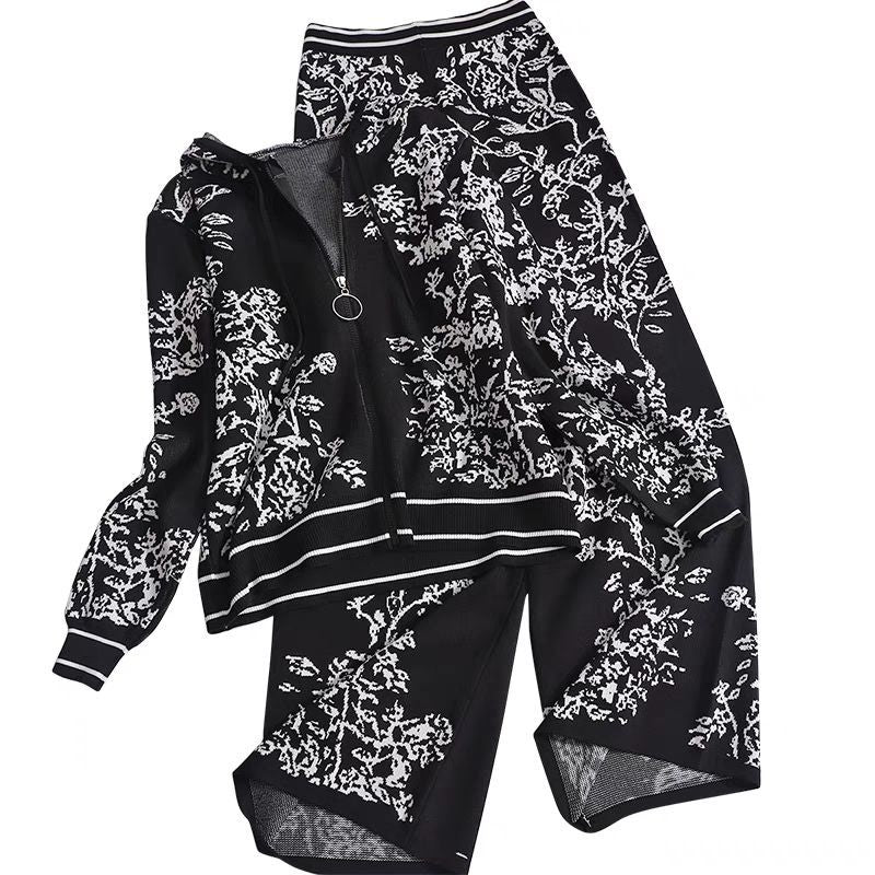 Two Piece Sets Womens  New Fashion Autumn Winter Long Sleeve Cardigan Knitting Tops Loose Casual Wide Leg Pants Sets Autumn Winter Women Sets