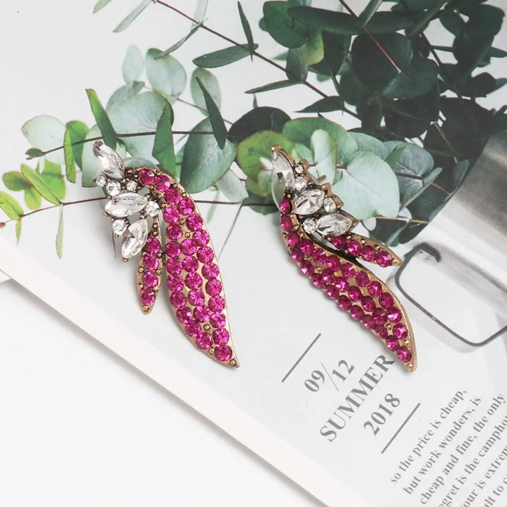 Alloy Glass Stone Stud Earrings - E-Esther Clothing Store