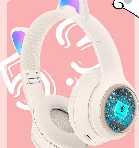 AKZ-01 Children's Cartoon Luminous Cute Pet Bluetooth Earphones Stereo Head mounted Bluetooth Earphones - E-Esther Clothing Store