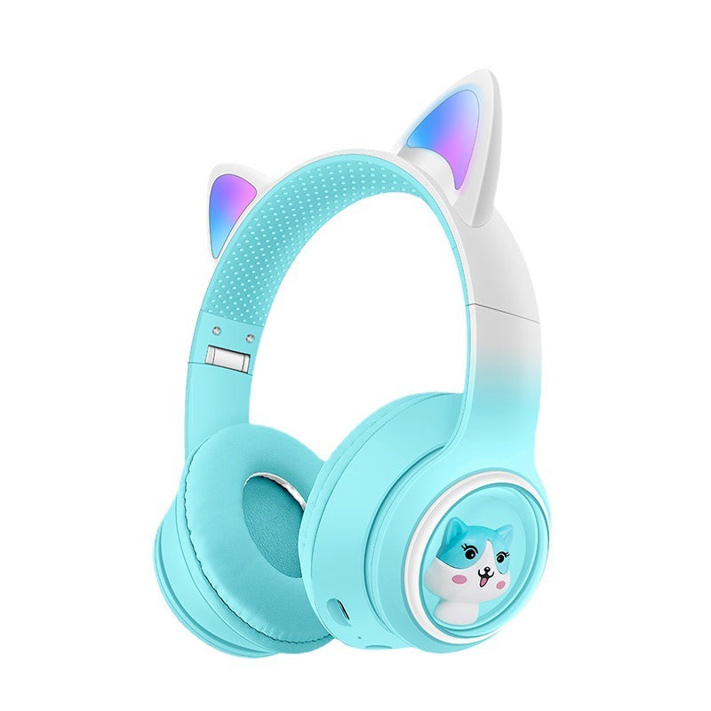 AKZ-02 light-emitting Cat's ears headworn Bluetooth headset subwoofer game video game wireless headset - E-Esther Clothing Store