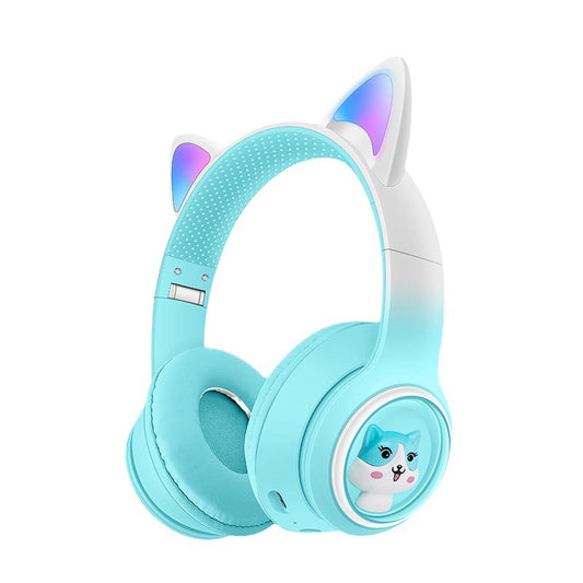 AKZ-02 light-emitting Cat's ears headworn Bluetooth headset subwoofer game video game wireless headset - E-Esther Clothing Store