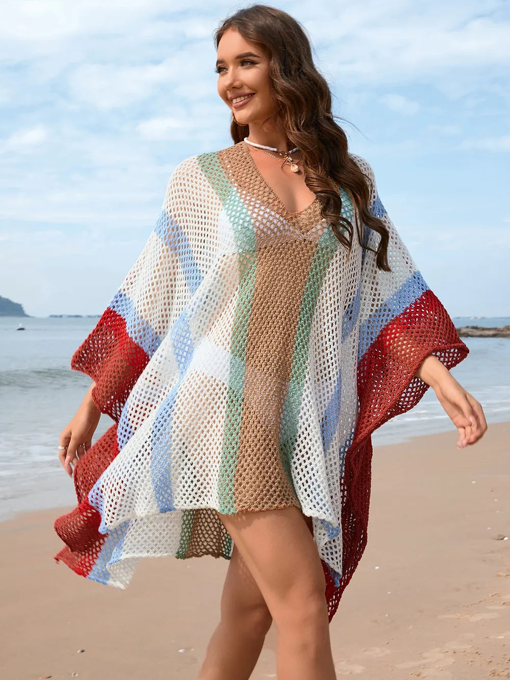 Women's Splicing Hollow Beach Skirt Loose Bikini Hoodie for Women - E-Esther Clothing Store
