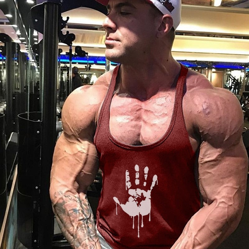 Fitness Tank Top Mens Sports Tank Top Summer Muscle Tank Top Cotton Sweat absorbing Embossed Thin Belt Tank Top - E-Esther Clothing Store