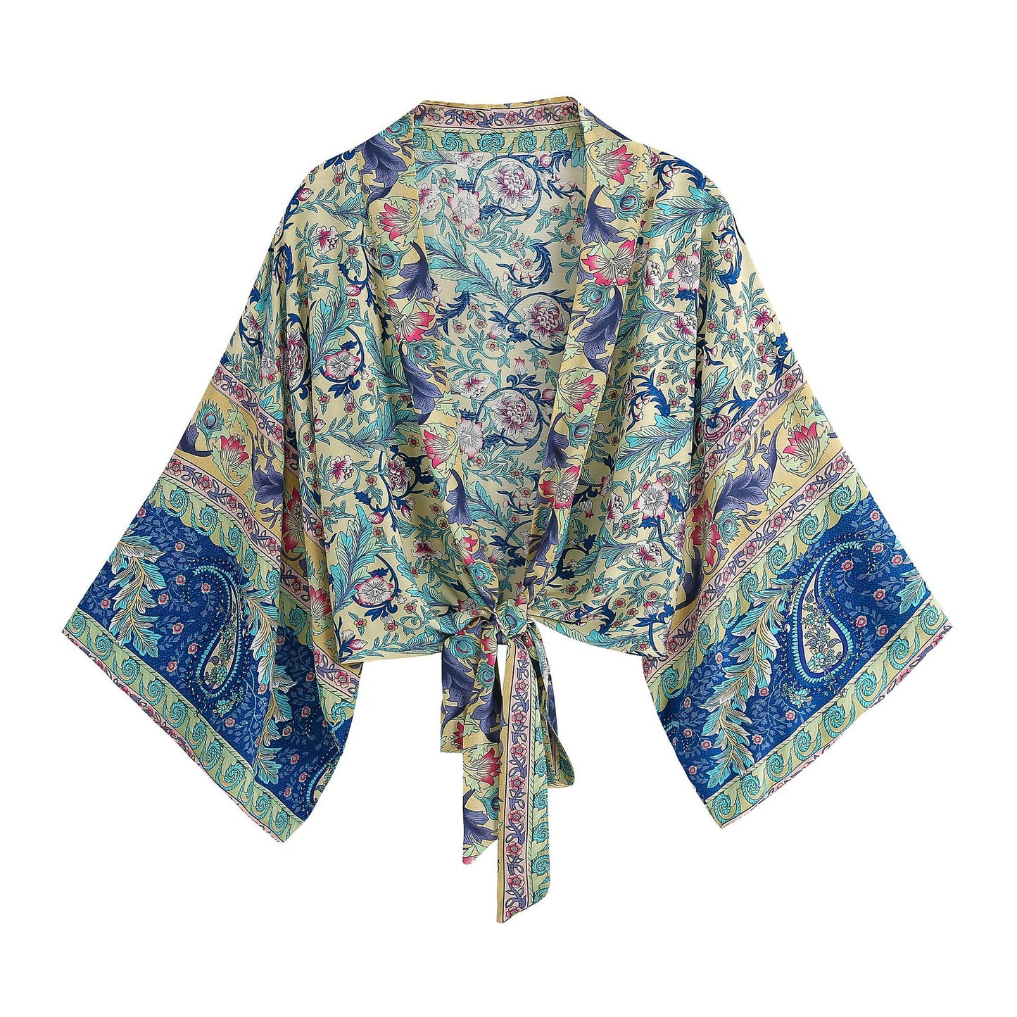 Fashionable printed V-neck batwing sleeve bohemian cover shirt - E-Esther Clothing Store