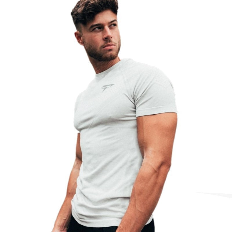 Fitness Brother Mens Running Sports Slim Fit Short Sleeve Quick Drying Clothes Milk Silk Quick Drying Training T shirt - E-Esther Clothing Store