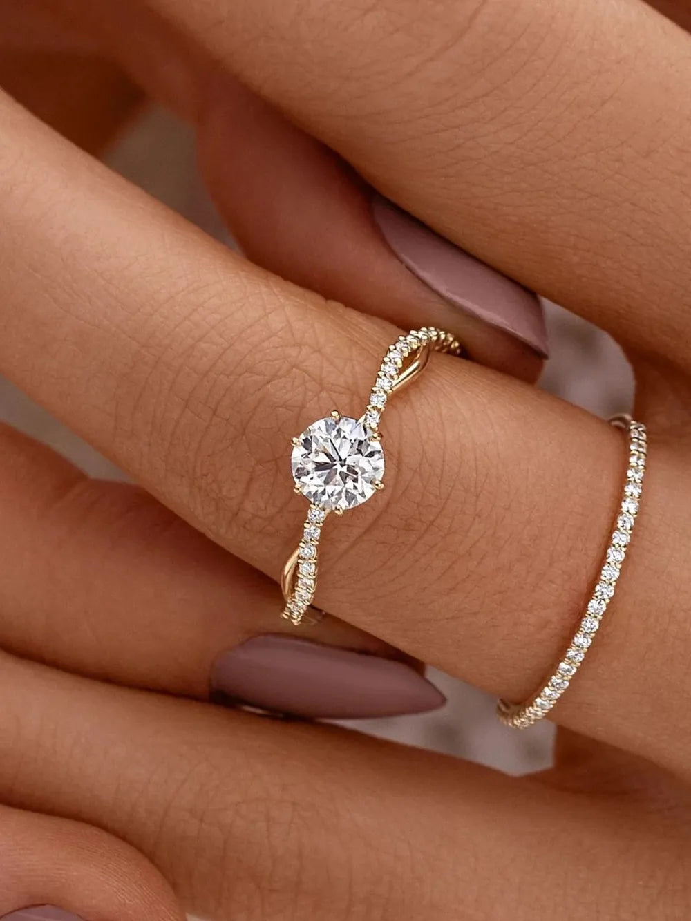 925 Sterling Silver Inlaid Zircon Ring - E-Esther Clothing Store