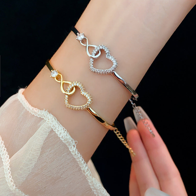 2025 Infinite - Symbol Hollow - Heart Bracelet for Daughter, with Gift Box, Ideal for Her Birthday Party and as an Adult Gift - E-Esther Clothing Store