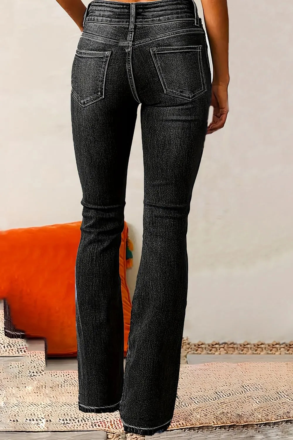 Cat Whisker Washed Bootcut Jeans - E-Esther Clothing Store