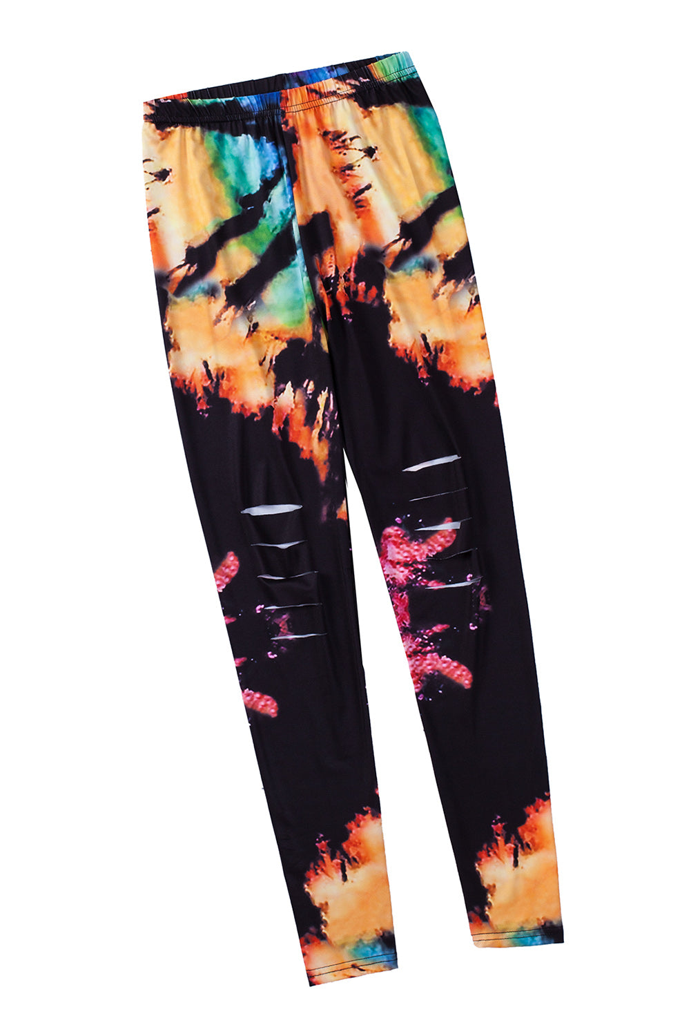 Multicolor Tie Dye Hollow Out Fitness Activewear Leggings - E-Esther Clothing Store