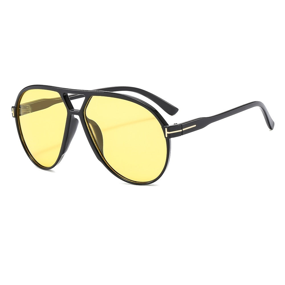 Fashionable large frame T men's and women's trendy driving sunglasses glasses frame - E-Esther Clothing Store