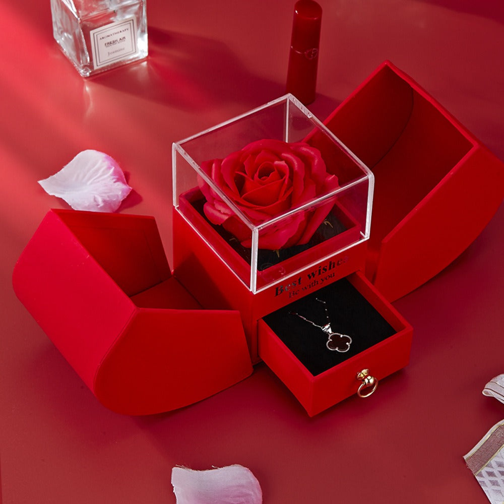 Apple Creative Rose Gift Box Necklace Ring perfume For Friends Valentine's Day Christmas Birthday Gift Box - E-Esther Clothing Store