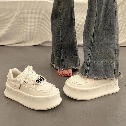 Lace Up Round Toe Platform Sneakers - E-Esther Clothing Store