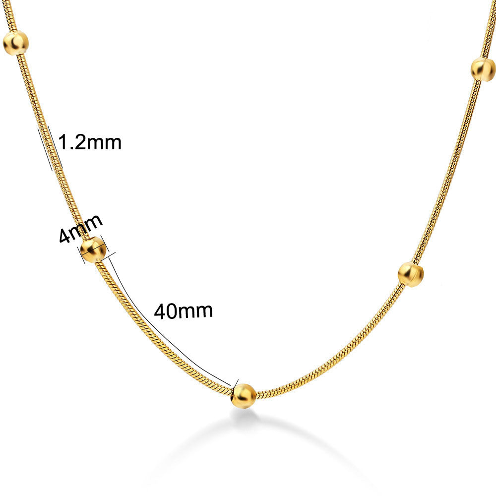 Fashion stainless steel round snake bag bead chain multi-color accessory chain necklace collarbone chain - E-Esther Clothing Store