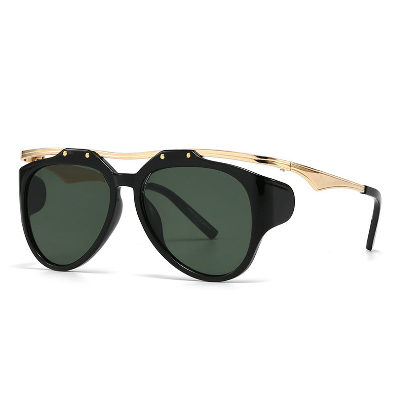 Sunglasses, European and American street photos, Instagram influencers, models, geometric metal frames, sunglasses for women - E-Esther Clothing Store