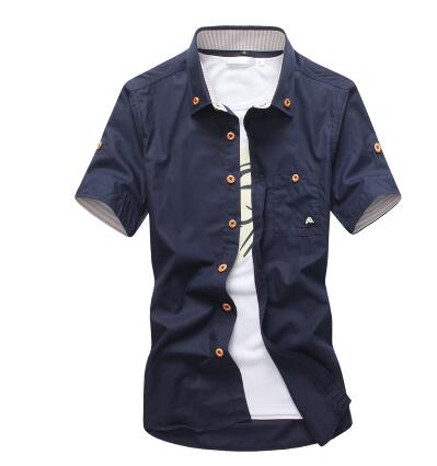Mushroom Embroidery Mens Short Sleeve Casual Shirts Summer Cotton Shirts - E-Esther Clothing Store