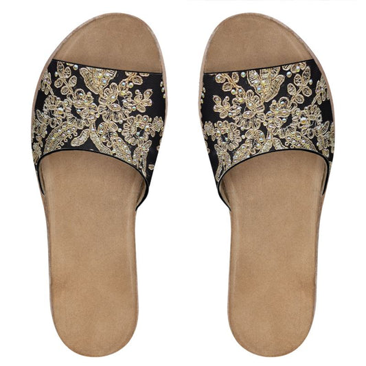 Embellished leather printed sandals - E-Esther Clothing Store