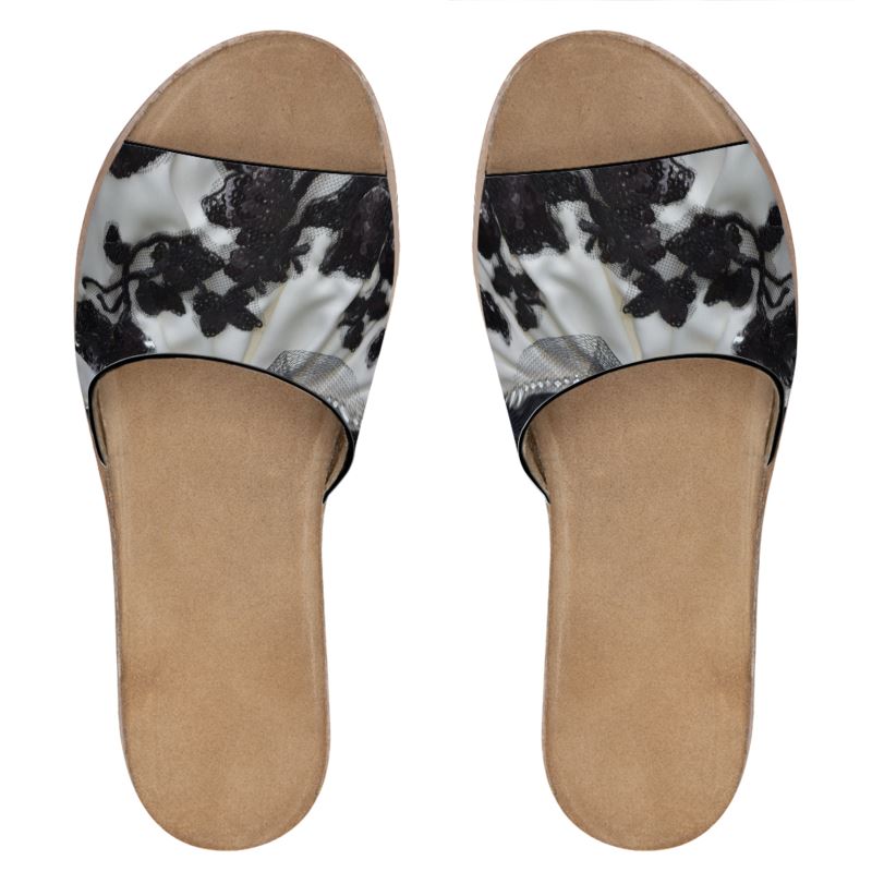 black and white merge printed sandal