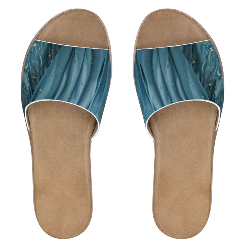 Gem Blue Nappa leather sandals - E-Esther Clothing Store