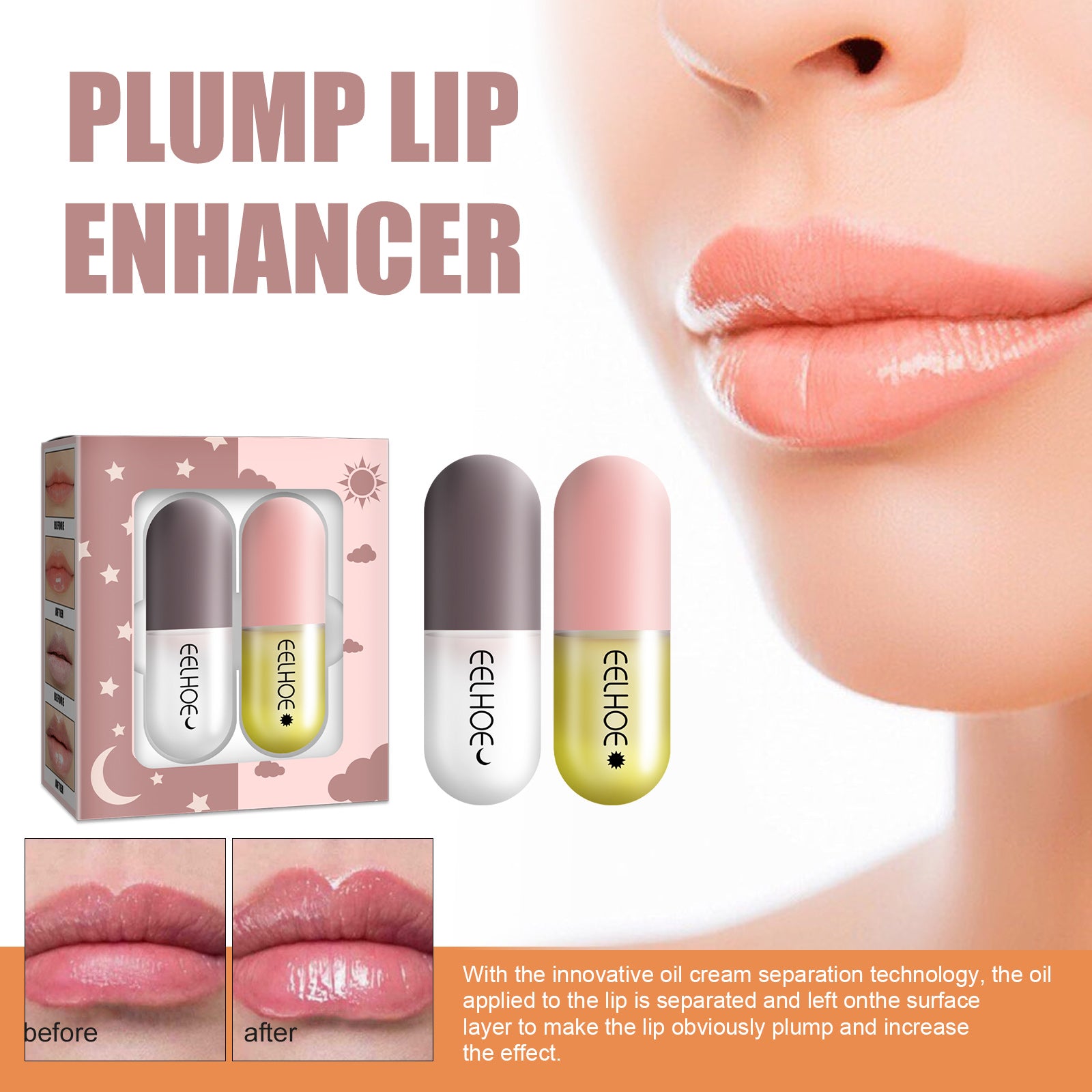 Day And Night Lip Moisturizing Capsule, Hydrates Increases Lip Elasticity And Volumizes Lip Duller Lip Plump Lip Liquid - E-Esther Clothing Store