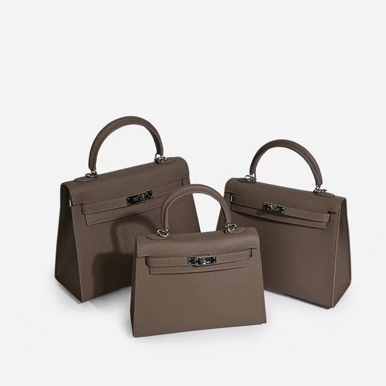 Fashionable cowhide high-end leather Kelly bag palm pattern crossbody handbag small handbag for women - E-Esther Clothing Store