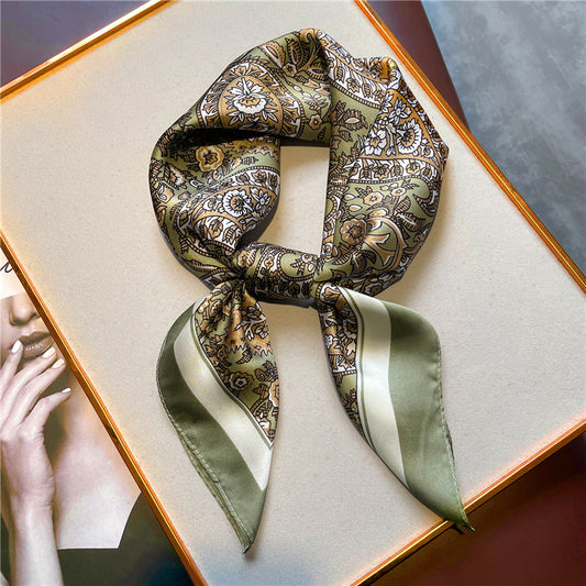 Retro printed scarves cashew nuts versatile temperament scarves women's small square scarves decorative scarves - E-Esther Clothing Store