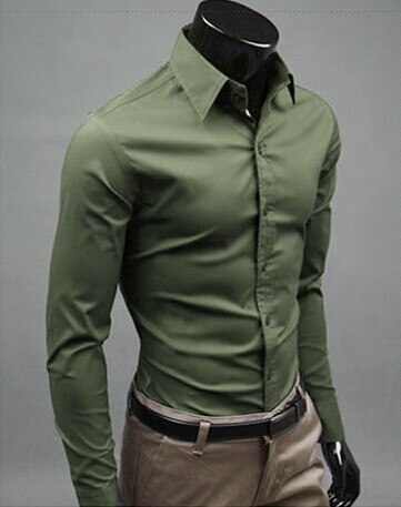 Men Shirt Long Sleeve Fashion Mens Casual Shirts Cotton Solid Color Business Slim Fit Social Camisas Masculina - E-Esther Clothing Store