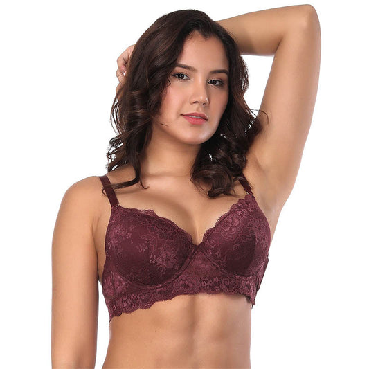 Underwear lace sexy bra thin mold cup steel ring