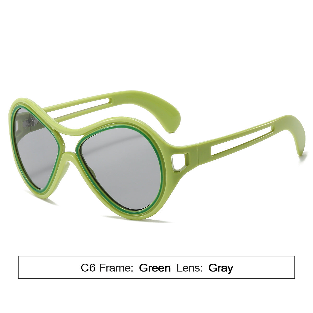 New European and American Sunglasses for Women UV400 Fashion Double Beam Round Frame Personalized PC Hollow Sunscreen Sunglasses - E-Esther Clothing Store
