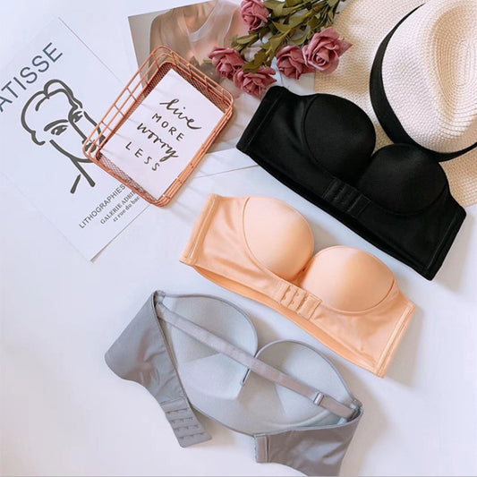 Oxygen bra for women without shoulder straps front buckle gathering anti slip invisible breathable wrapped bra - E-Esther Clothing Store