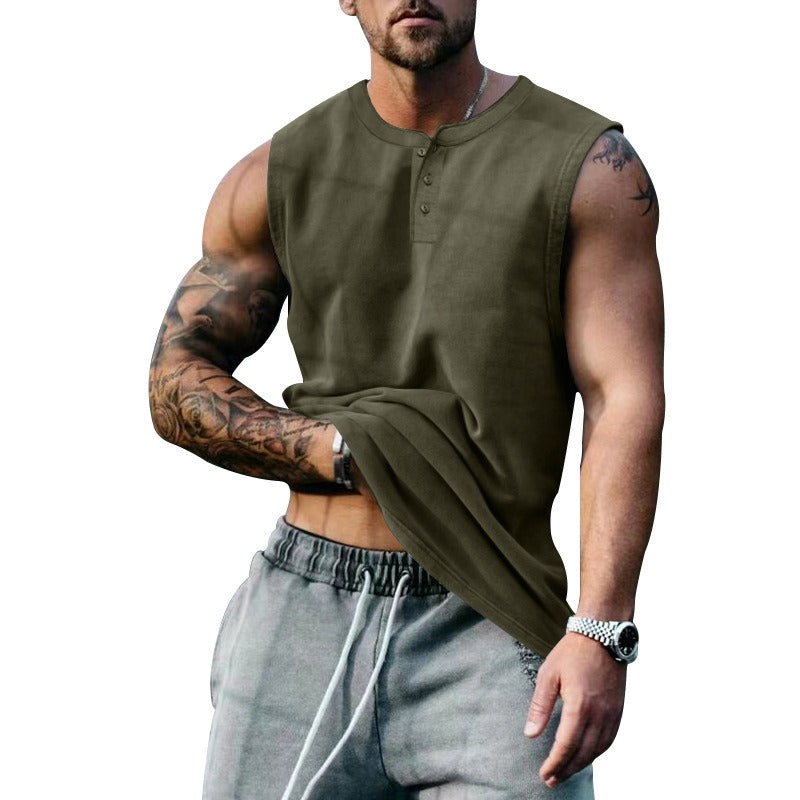 Summer Mens Youth Sports Basketball Tank Top Large Round Neck Button up Sleeveless T shirt Mens Sweetheart - E-Esther Clothing Store